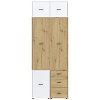 Kleiderschrank Kivo Eiche Artisan/Weiß, B: 90 cm - Weiß/Eiche Artisan, Basics, Holzwerkstoff (90/239,40/52,1cm)