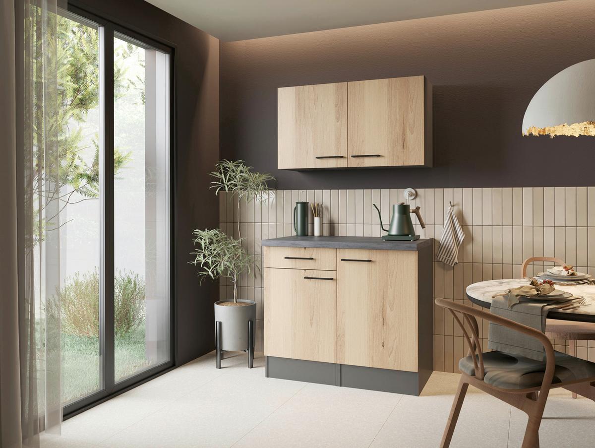BUFFET Oliver, Grau Artisan B: 100 cm - Eiche Artisan/Grau, Trend, Holzwerkstoff (100/200/60cm) - Respekta
