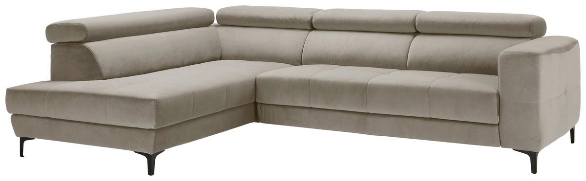 Rohová sedačka EMMA, levá, béžová,op.hl,USB,el.výsuv - černá/béžová, Moderní, textil (210/301cm) - Premium Living