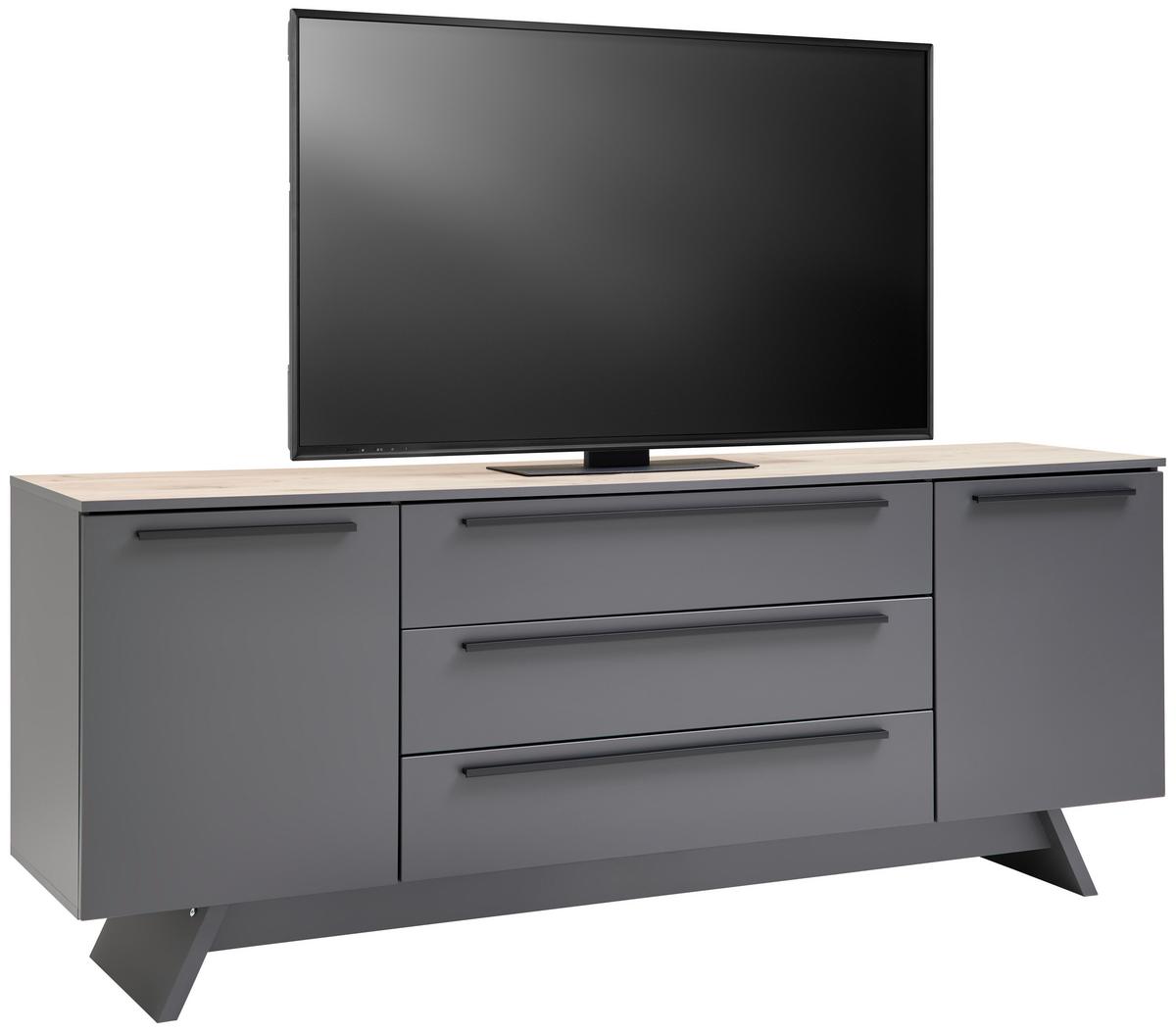 TV-Element Atlanta B: 200,1 cm Grau/Eiche Dekor - Eichefarben/Grau, MODERN, Holzwerkstoff (200,1/80,2/46,2cm)