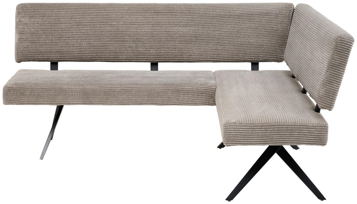 Eckbank Chios Cord Dunkelgrau, S: 190x150cm - Schwarz/Grau, KONVENTIONELL, Textil/Metall (190/150cm) - MID.YOU