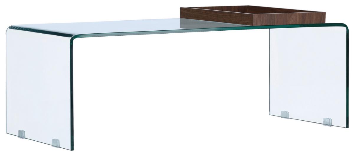 Couchtisch Telemark - Klar/Braun, Design, Glas (110/50/38cm) - Livetastic