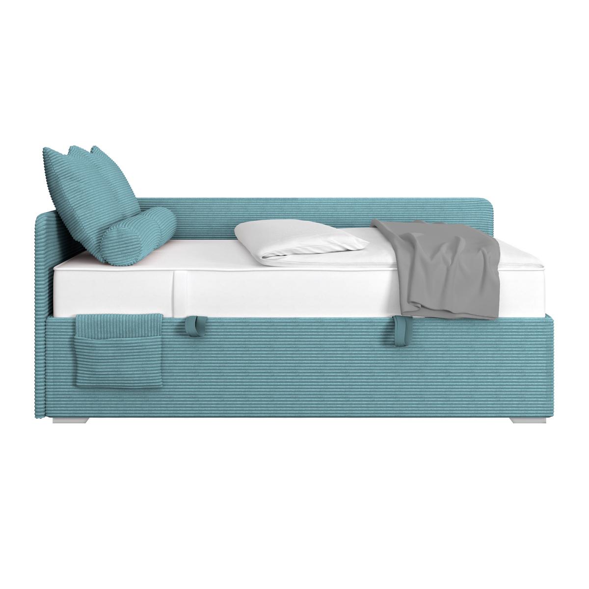 Kárpitozott Ágy Remi 120/200cm - kék/ezüstszínű, Modern, textil/fa (120/200cm)
