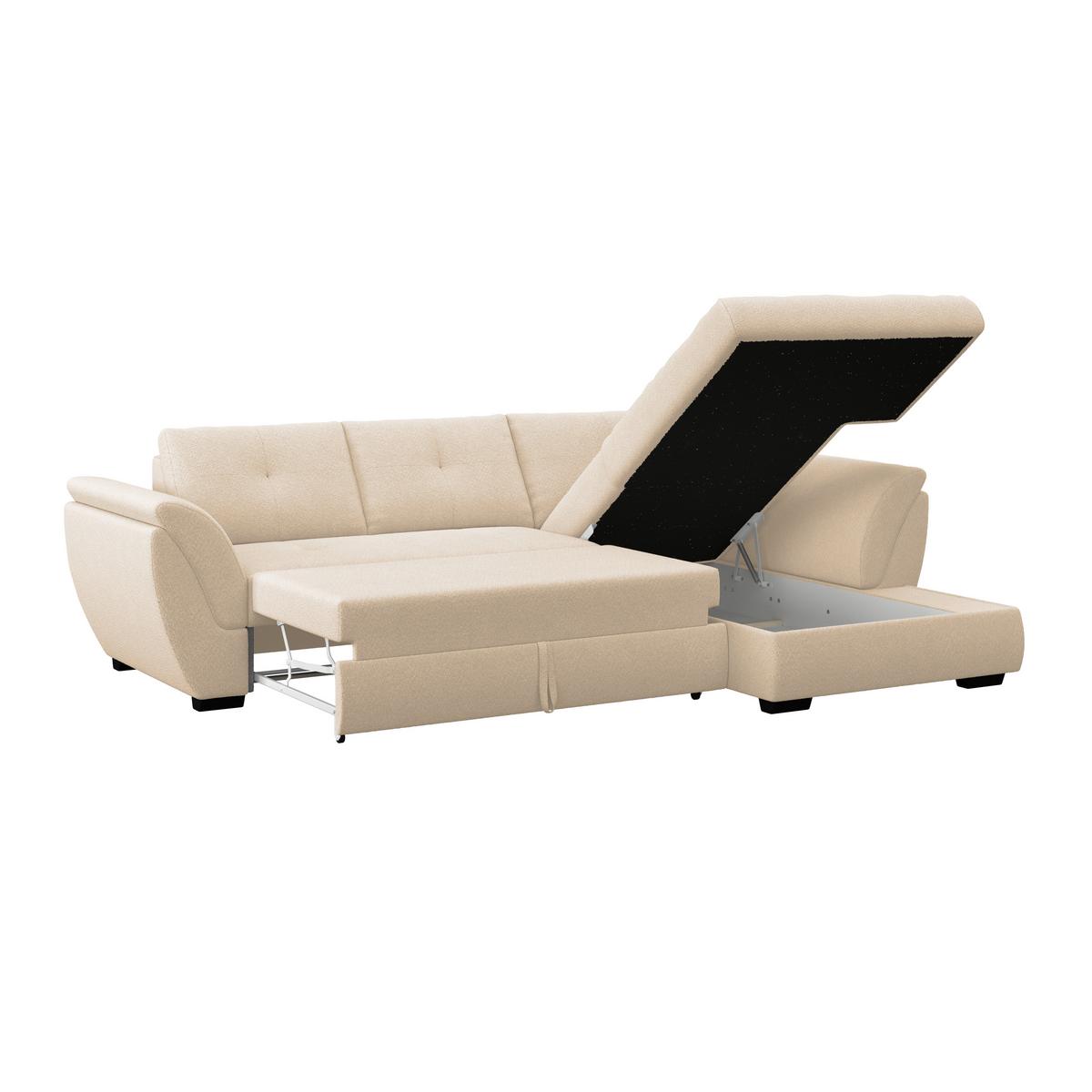 Rohová sedačka BERISSO, pravá, béžová - černá/béžová, Konvenční, textil (278/187cm) - Ondega