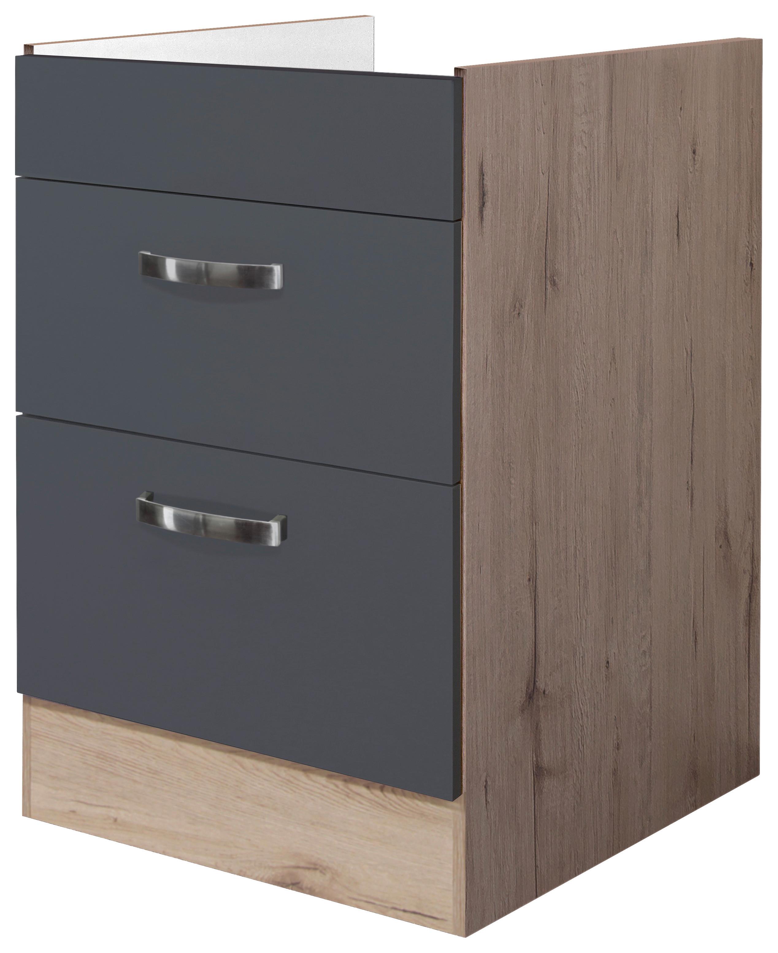 Kuchynská skrinka so zásuvkami SHADOW KSA 60 B - sivá - dub San Remo/farba ušľachtilej ocele, Modern, kov/kompozitné drevo (60/82/57cm)