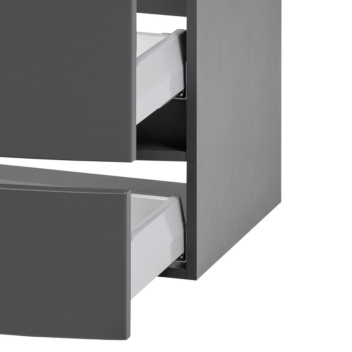 Waschbecken mit Unterschrank Kopenhagen B: 80 cm Grau/Weiß - Graphitfarben/Weiß, KONVENTIONELL, Glas/Holzwerkstoff (80cm) - Held