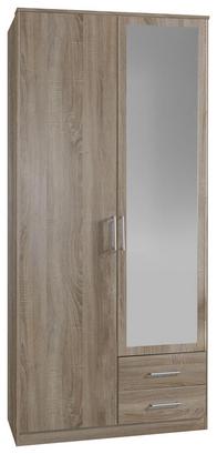 Zweitüriger Schrank in Eiche Dekor mit Spiegeltür Zweitüriger Kleiderschrank