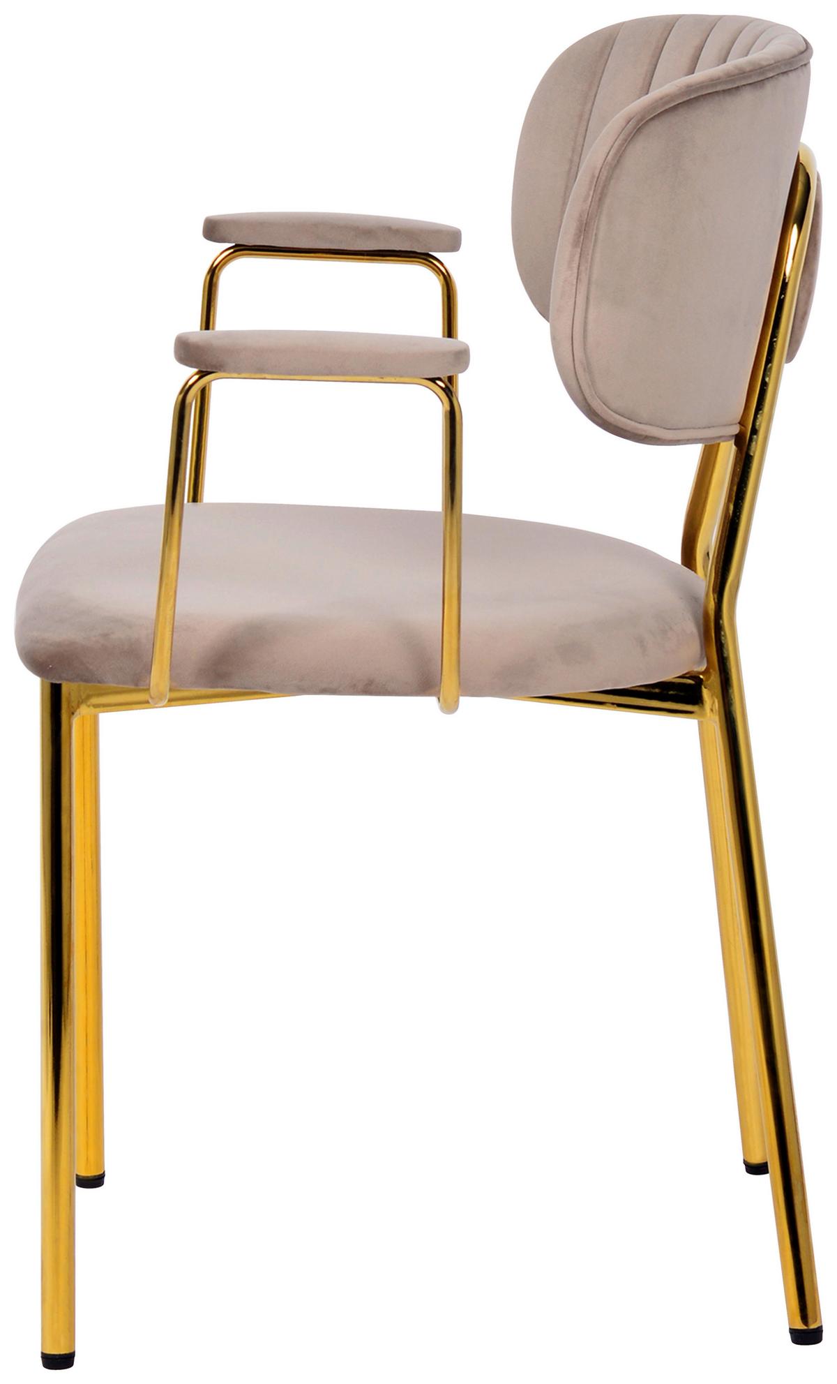 SADA STOLIČIEK S PODRÚČKAMI KIAN - sivohnedá/zlatá, Modern, kov/textil (63/80/51cm) - MID.YOU