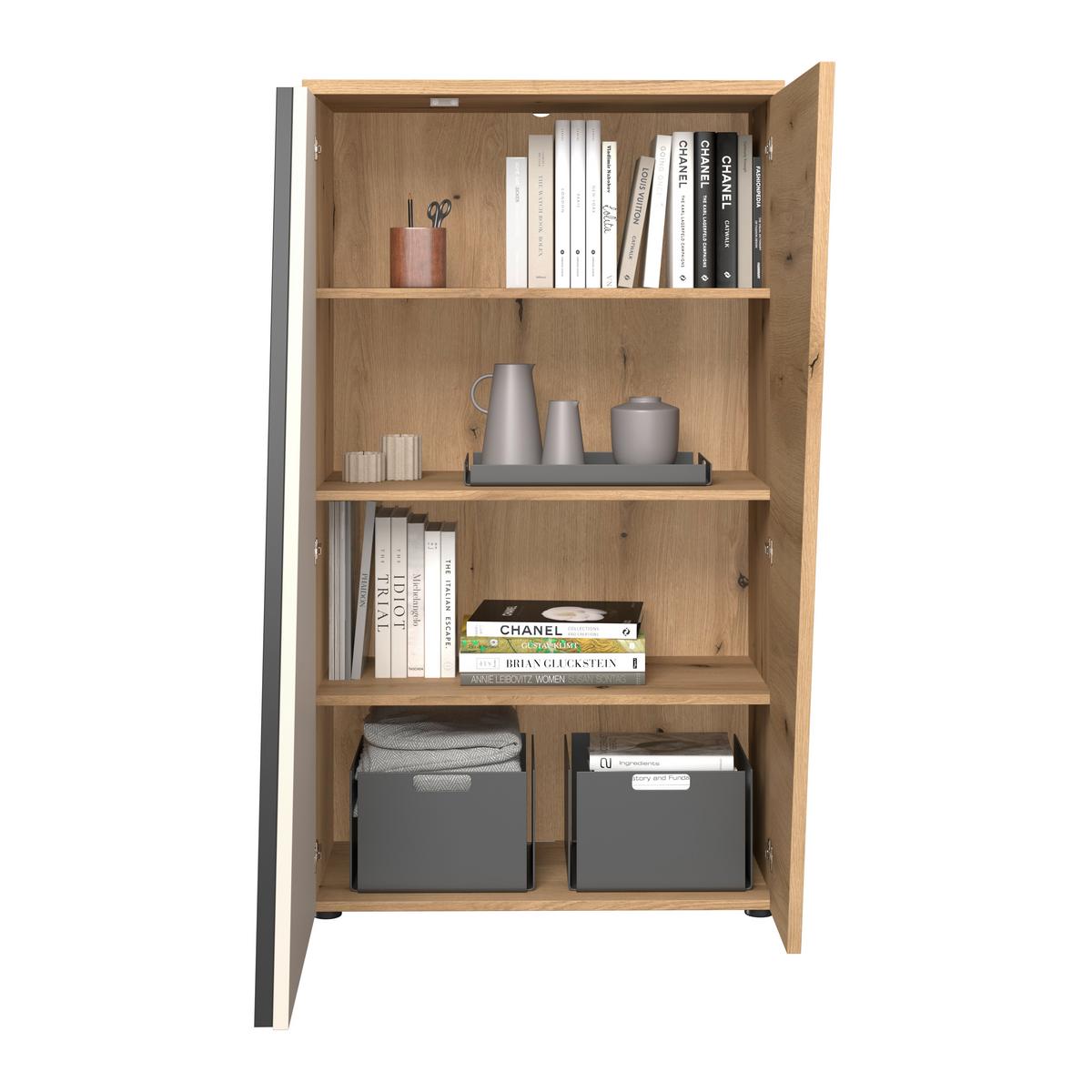 Highboard Venedig NEW Eichefarben/Kaschmir B: 77 cm - Kaschmir/Eichefarben, MODERN, Holzwerkstoff (77/134/37cm)