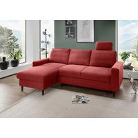 Eckschlafsofa Passione Rot S: 147x234 cm - Rot/Schwarz, MODERN, Textil (147/234cm) - Livetastic