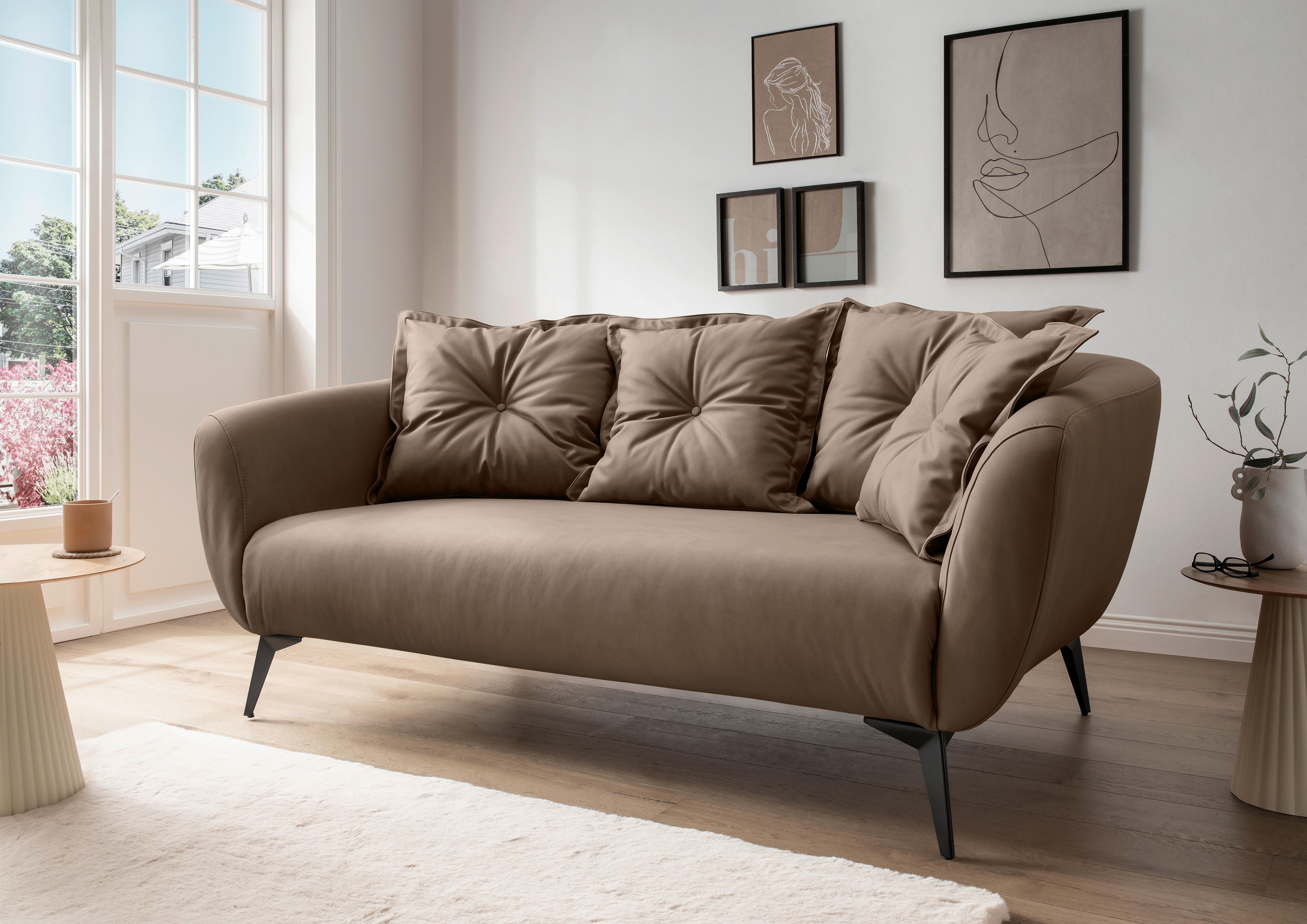 2,5 Sitzer Sofa Baggio Braun B: 196 Cm - Schwarz/Braun, MODERN, Textil (196/94/103cm) - Livetastic