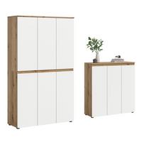 Garderobenschrank Scarpa Eiche Dekor, Weiß B: 175 cm - Eichefarben/Schwarz, Design, Holzwerkstoff (235/175/37cm) - Livetastic