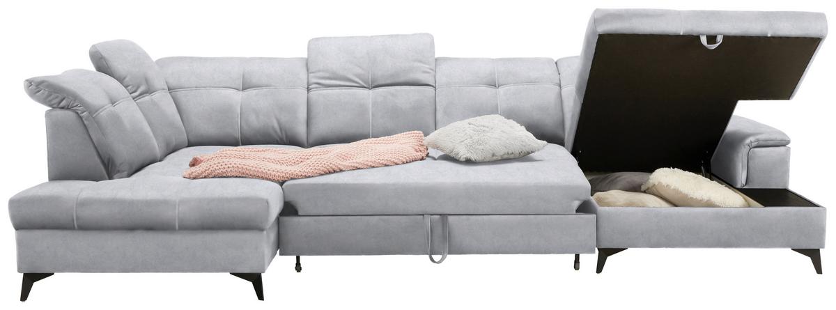 Sedacia súprava U SIERRA, ľavá, svetlosivá CLOUD - čierna/svetlosivá, Modern, kov/textil (230/364/181cm) - Mömax