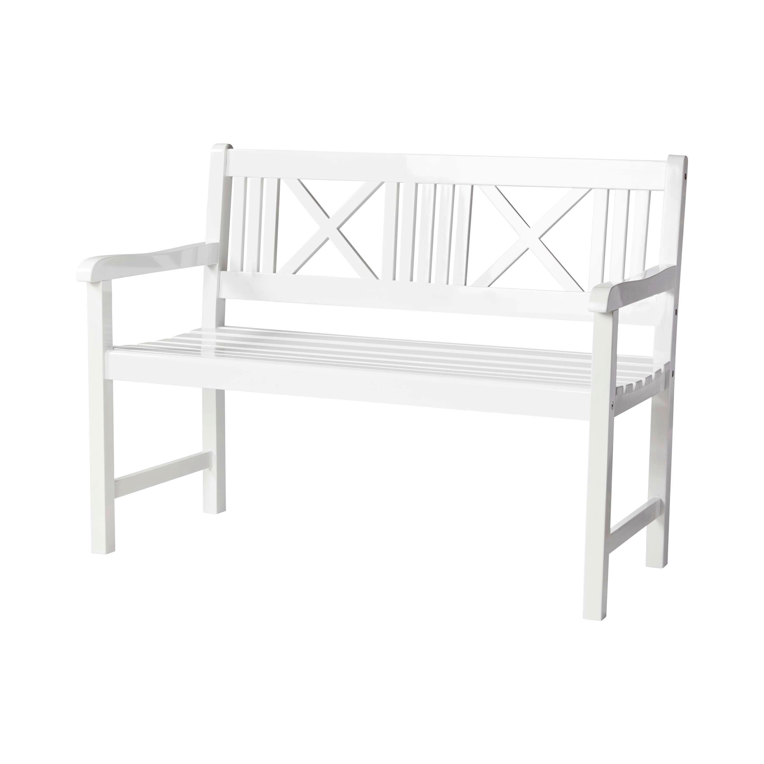 Gartenbank Rosenborg, Weiß 120x89x58 cm, Echtholz - Weiß Hochglanz, Natur, Holz (120/89/58cm) - Gardenson
