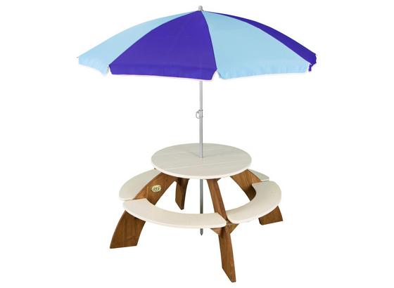 Kinder-Gartentisch Axi - Orion mit Sonnenschirm - Braun/Weiß, MODERN, Holz (141/62/141cm) Kinder-Gartentisch Axi - Orion mit Sonnenschirm - Braun/Weiß, MODERN, Holz (141/62/141cm)