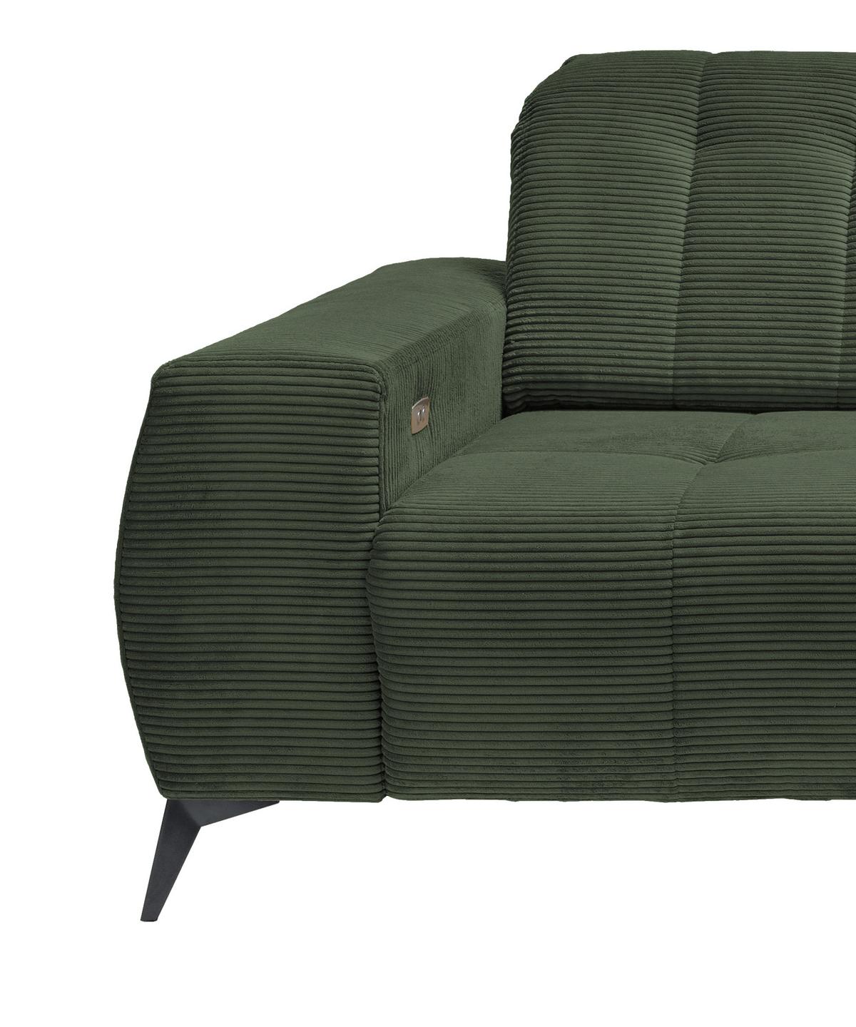 Ecksofa mit USB Anschluss Sano, Dunkelgrün,s: 258x180 cm - Dunkelgrün/Schwarz, MODERN, Textil (258/180cm) - Livetastic