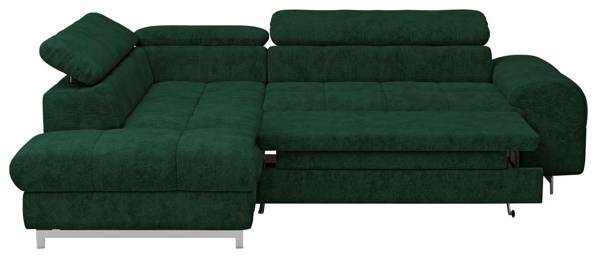 Ecksofa Mit Schlaffunktion Cloud + Dunkelgrün - Chromfarben/Dunkelgrün, KONVENTIONELL, Textil (206/257cm) - Livetastic
