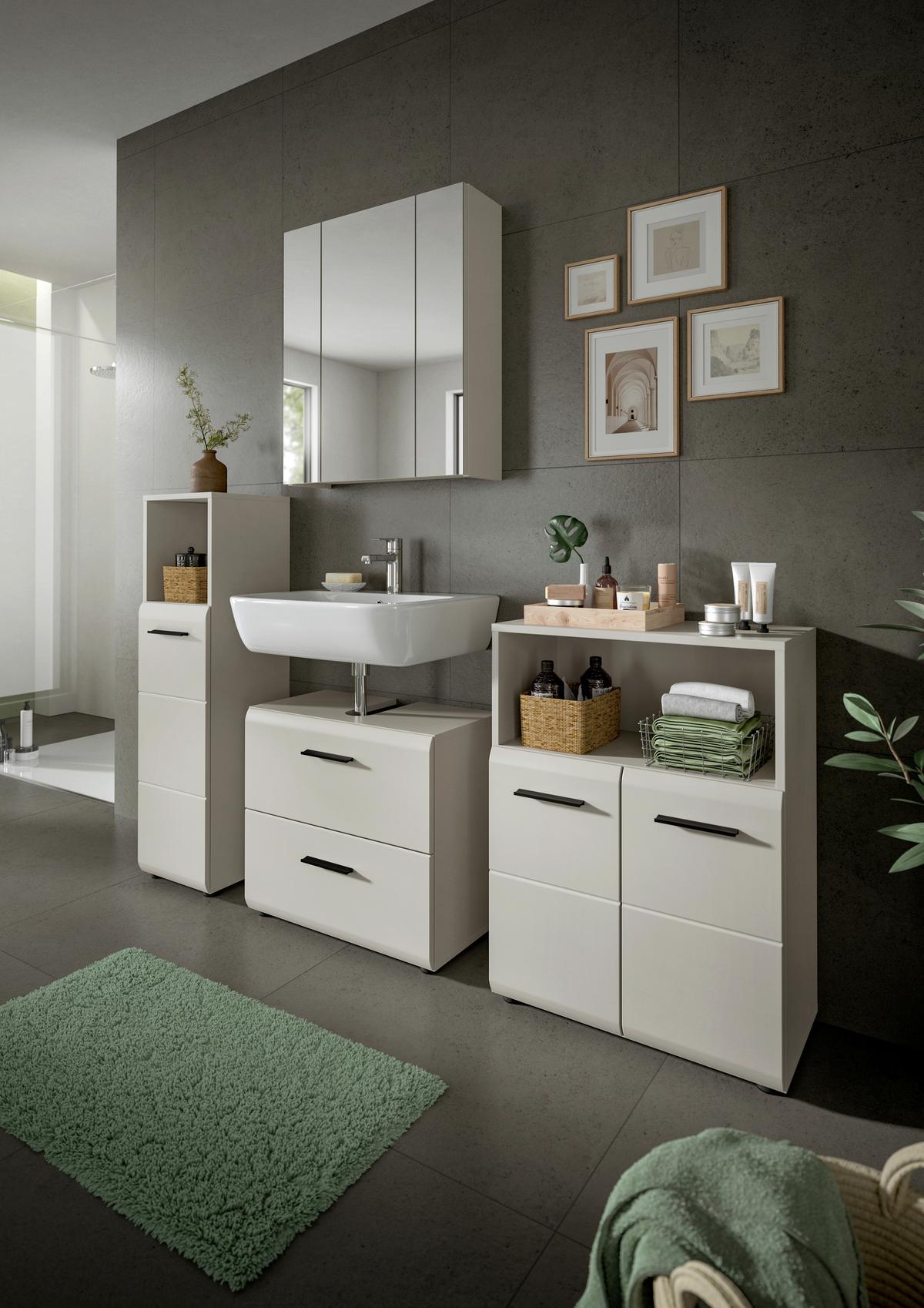 Midischrank Ice Kaschmir B: 60cm - Kaschmir/Schwarz, Trend, Holzwerkstoff (60/80/30cm) - MID.YOU
