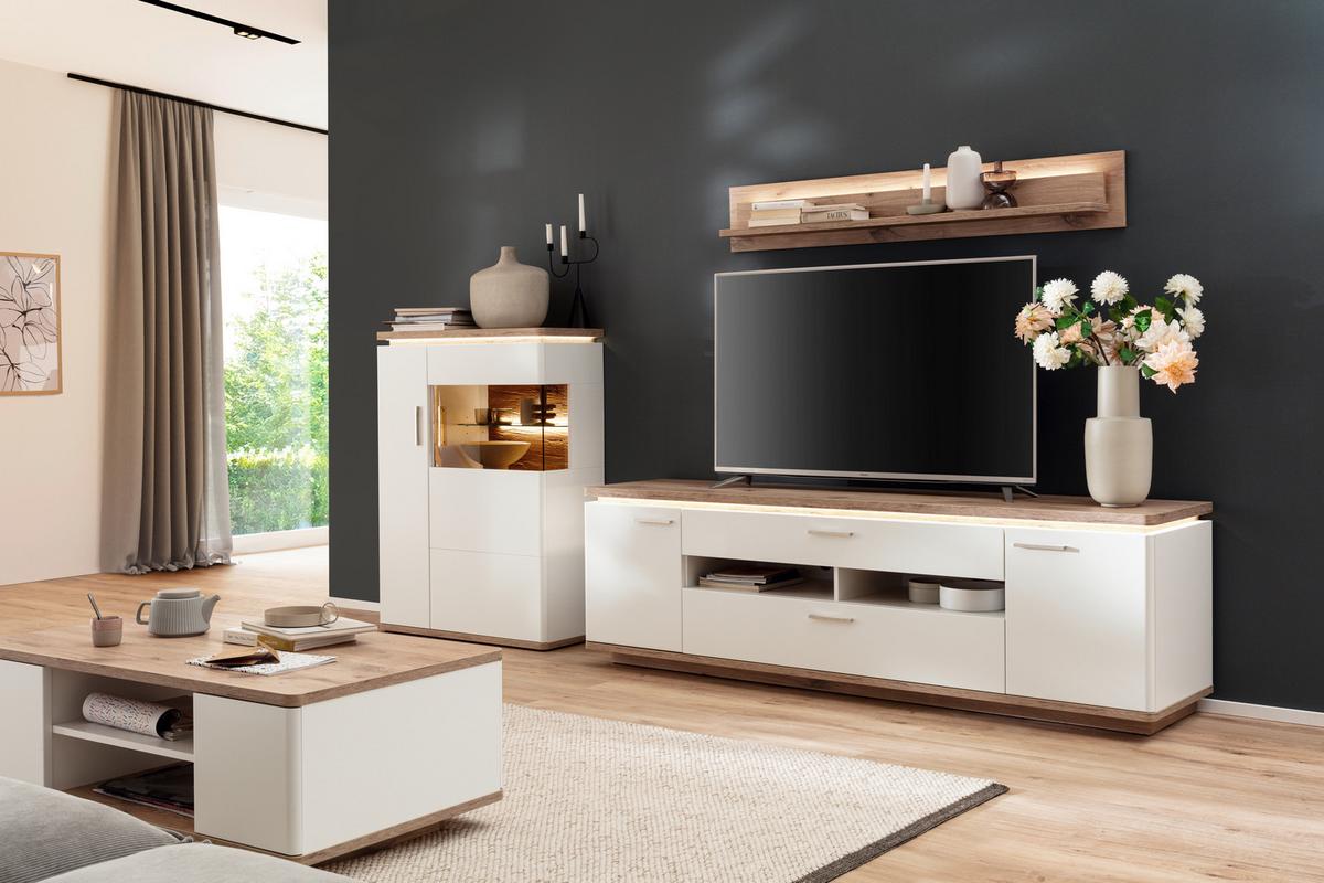 Couchtisch Palermo Eichefarben/weiß B: 42 Cm - Eichefarben/Weiß, Design, Holzwerkstoff (115/42/65cm) - Livetastic