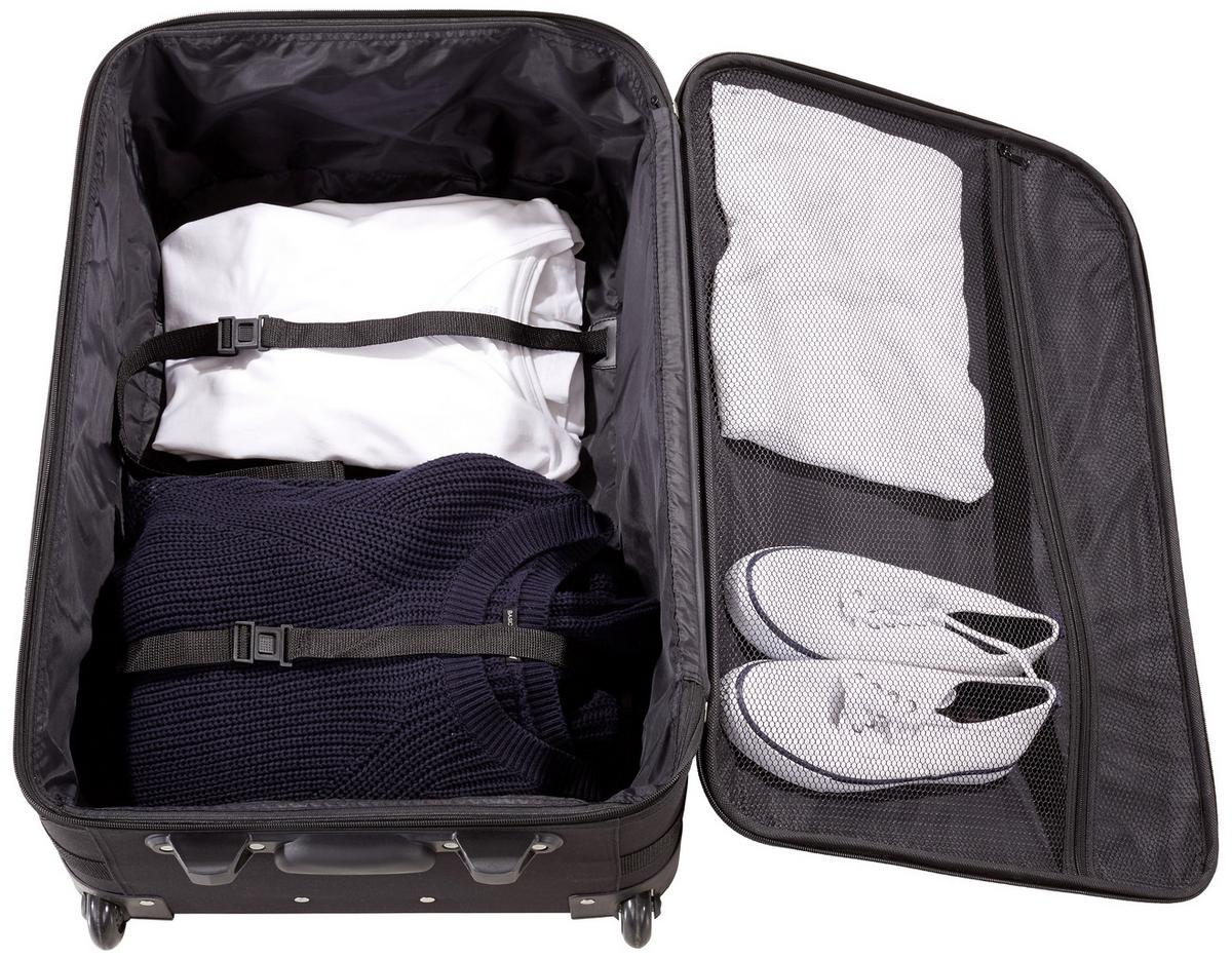 Reisekoffer Set 3-tlg. Paris 2 Rollen - Schwarz, Kunststoff/Textil - Luca Bessoni