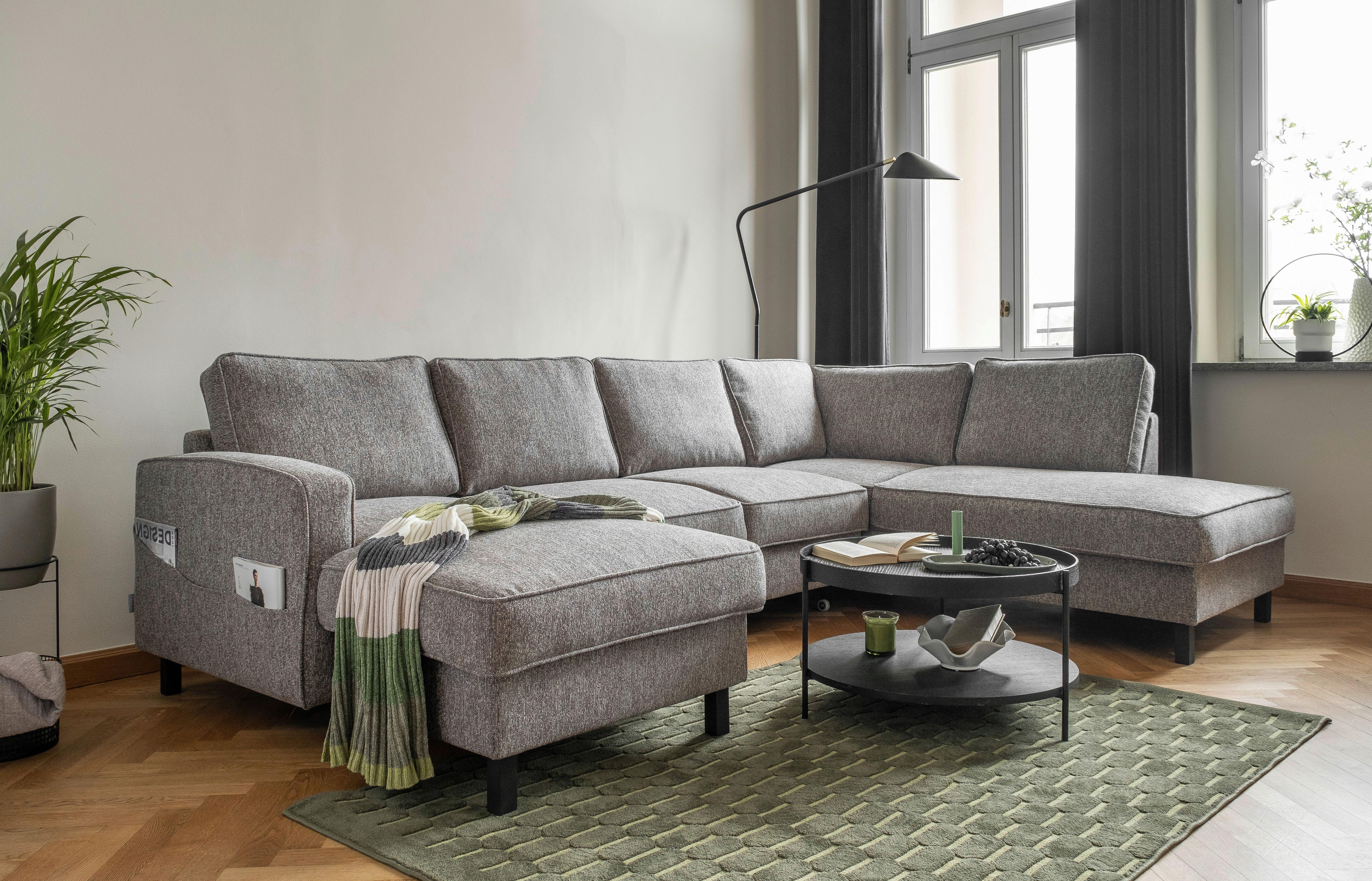 Wohnlandschaft Molly Grau U: 148x298x198 cm - Schwarz/Grau, Textil (148/298/198cm) - MID.YOU