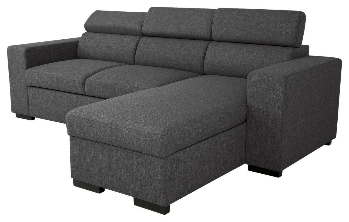 Eckschlafsofa mit Bettkasten Vicomte, anthrazit, 237x167cm - Anthrazit/Schwarz, KONVENTIONELL, Holz/Holzwerkstoff (237/167cm)