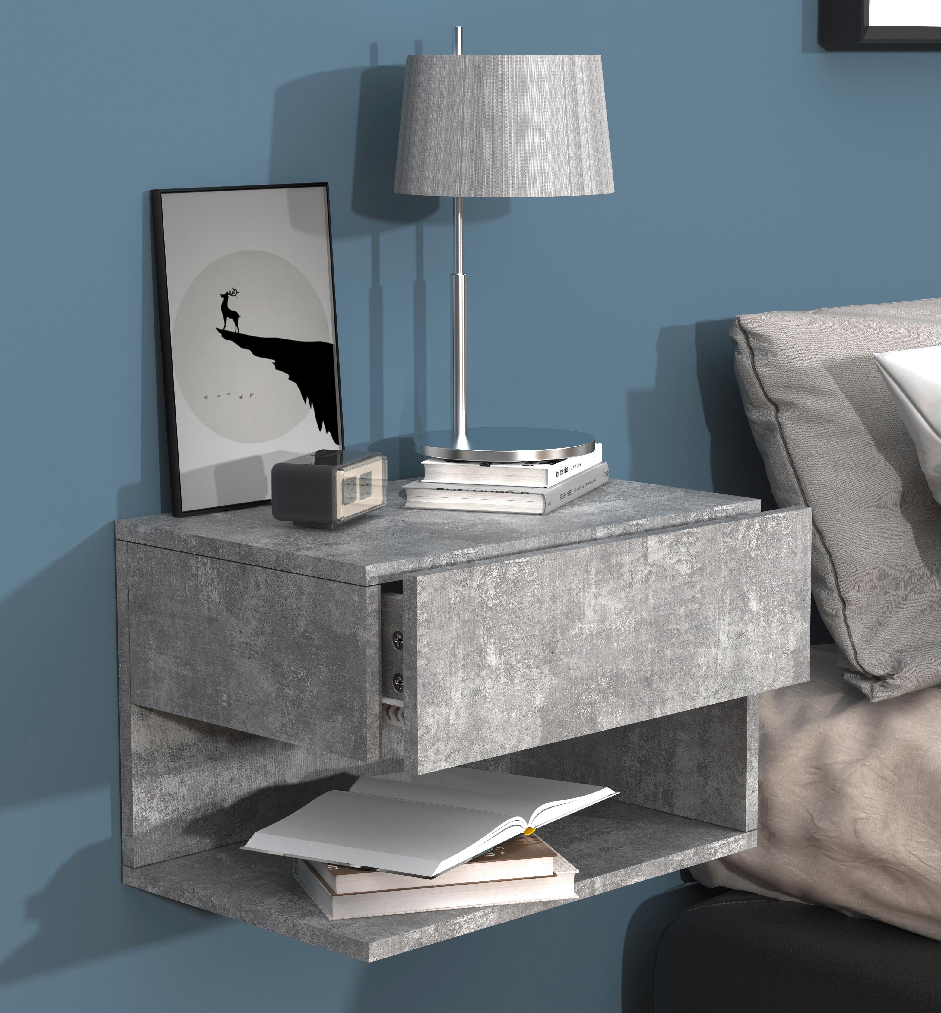 Nachtkästchen USAl XL B: 45 cm Grau - Grau, MODERN, Holzwerkstoff (45/30/32cm) - MID.YOU