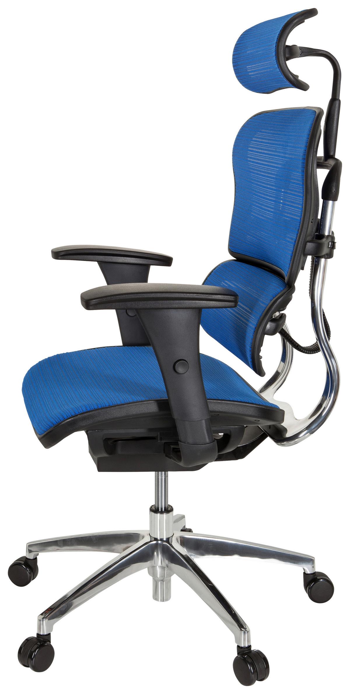 Drehstuhl Ergohuman Edition Armstützen Blau/schwarz - Chromfarben/Blau, MODERN, Kunststoff/Textil (67/141/63cm) - MID.YOU