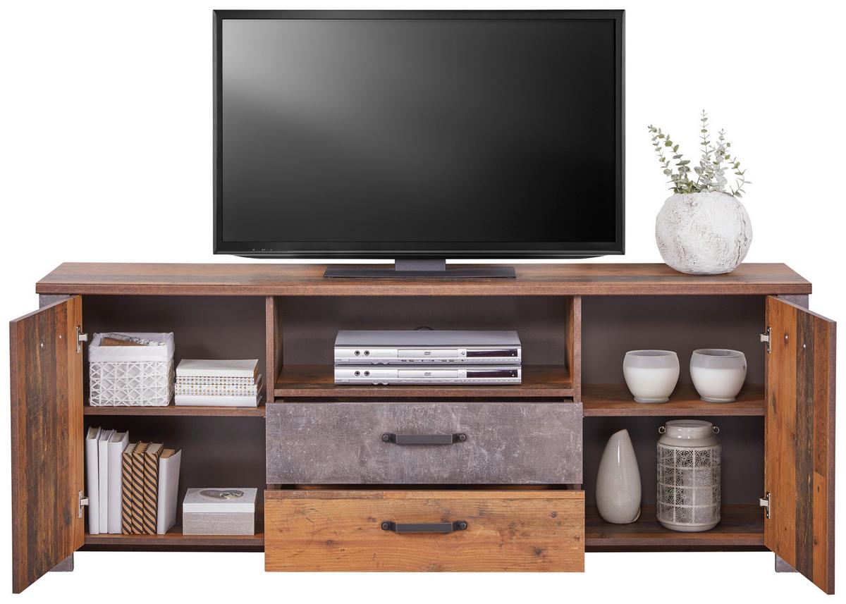 Tv-lowboard Ontario B: 176 Cm Eiche Dekor/dunkelgrau - Dunkelgrau/Eichefarben, Trend, Holzwerkstoff (176/67,7/41,5cm) - Ondega