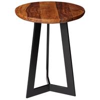 Príručný stolík Sheesham - čierna/farba indického palisandra, Design, kov/drevo (35/35/45cm) - MID.YOU