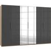 Drehtürenschrank 300cm Level, Grau/eiche Dekor - Eichefarben/Grau, MODERN, Glas/Holzwerkstoff (300/216/58cm) - MID.YOU