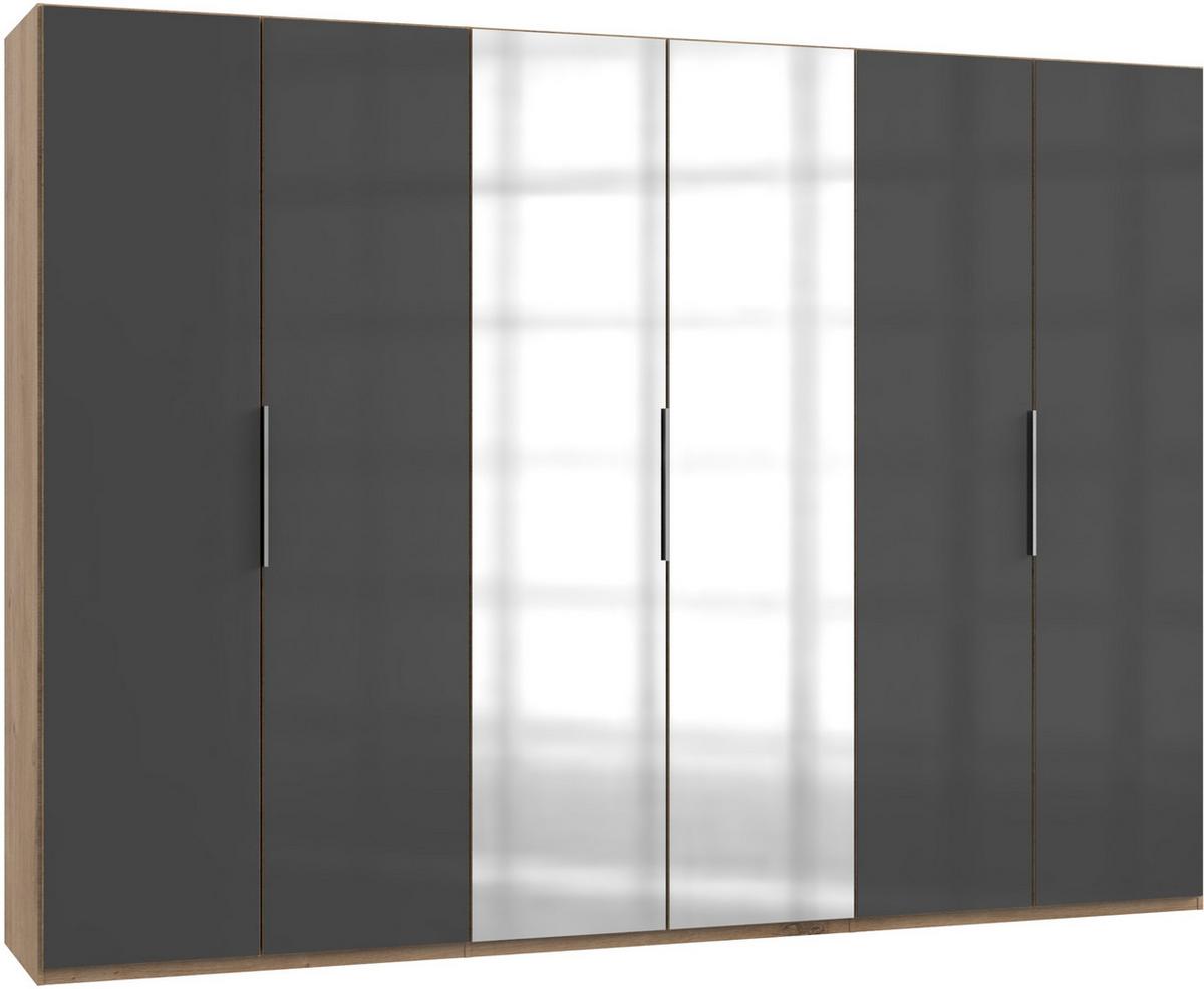 Drehtürenschrank 300cm Level, Grau/eiche Dekor - Eichefarben/Grau, MODERN, Glas/Holzwerkstoff (300/216/58cm) - MID.YOU