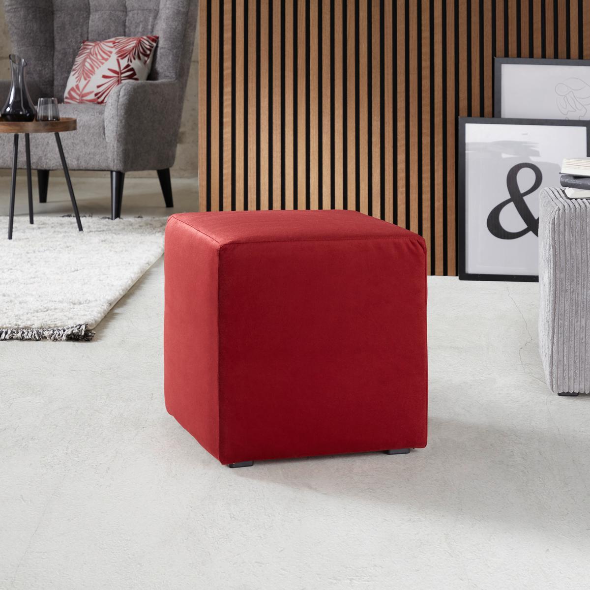 Hocker Bali Rot Sitz Gepolstert H: 42 cm - Rot, MODERN, Textil (45/42/45cm)