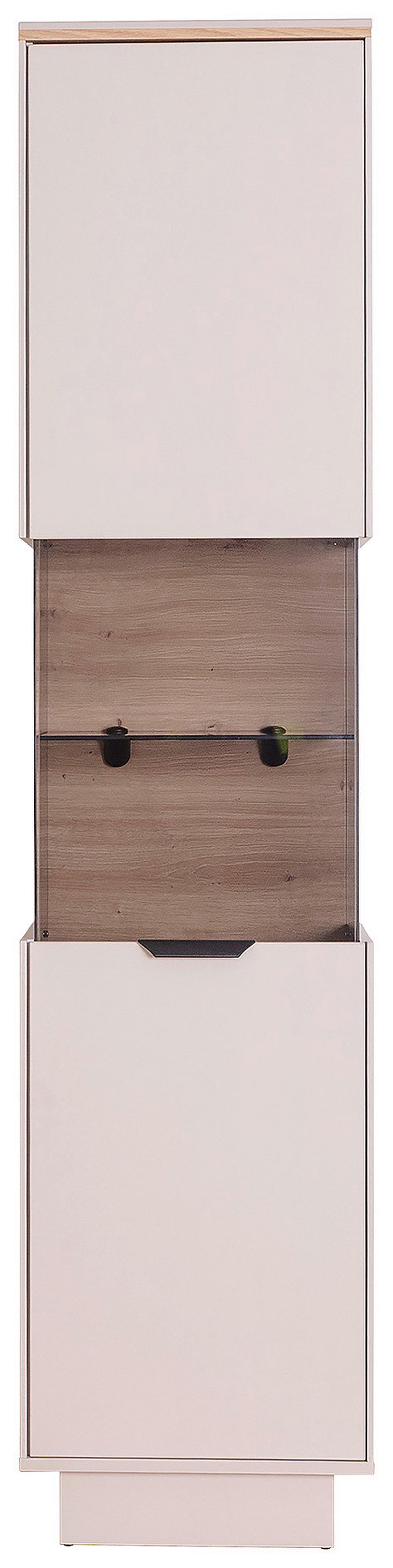 Vitrine Darius Eiche Artisan/Kashmir, B: 45cm - Kaschmir/Schwarz, Trend, Glas/Holzwerkstoff (45/195,5/37cm)