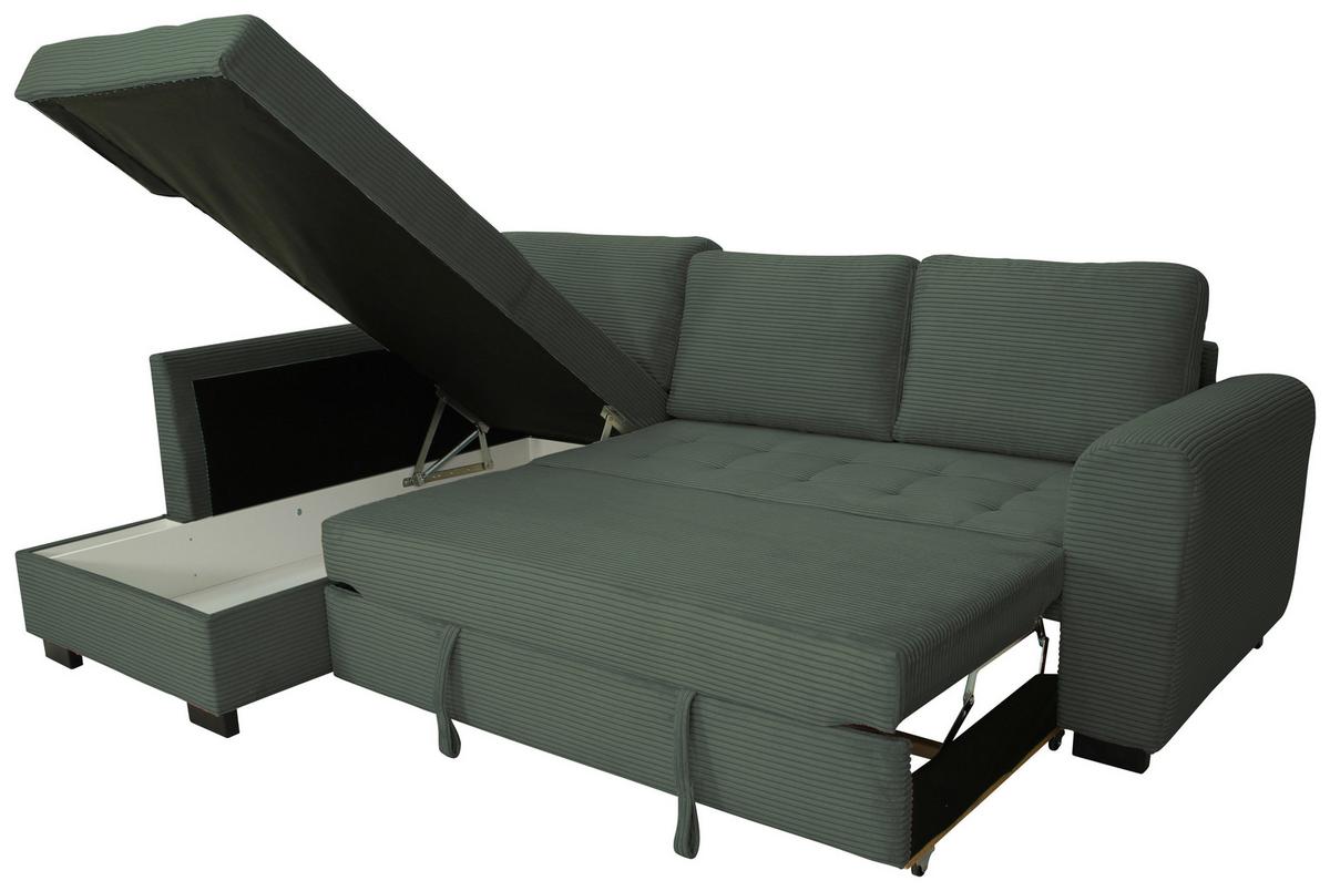 Ecksofa John Grün S: 178x239 Cm - Schwarz/Grün, Trend, Textil (178/239cm)