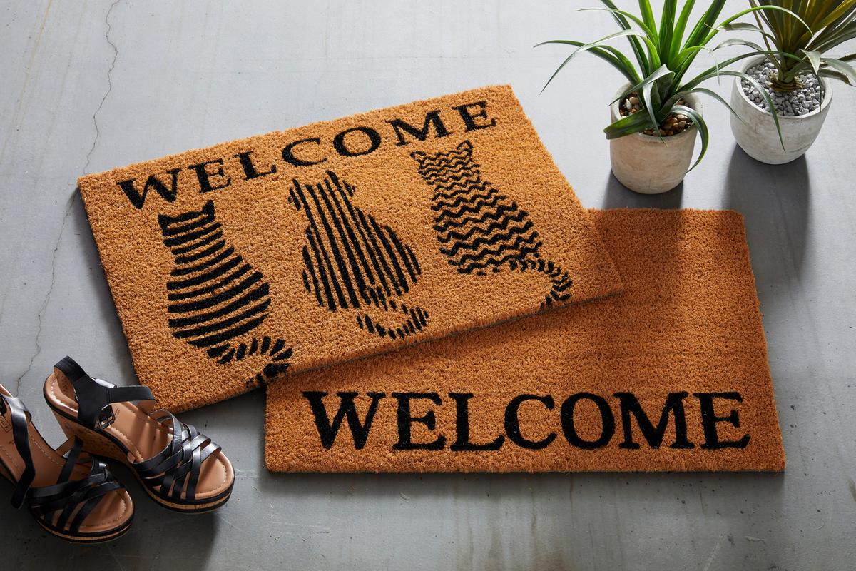 DVEŘNÍ ROHOŽKA Welcome Cats, 40/60cm, hnědá - hnědá, Basics, textil (40/60cm) - Mömax