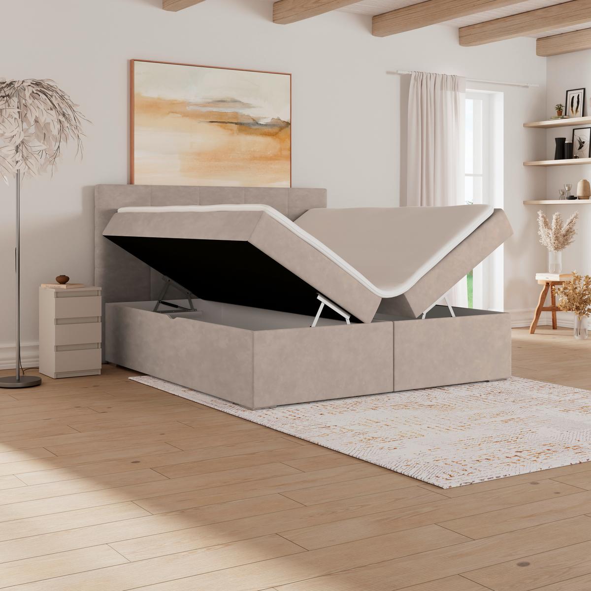 Kárpitozott Ágy Adria 160/200cm - cappuccino, Konventionell, textil/fa (160/200cm)