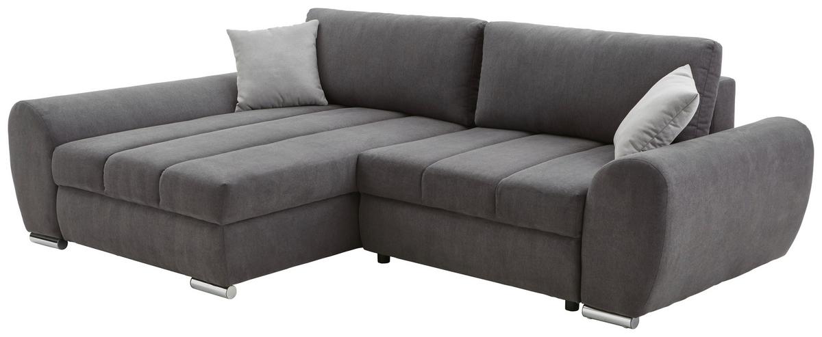 Ecksofa Mit Bettkasten Glasgow Dunkelgrau - Chromfarben/Dunkelgrau, KONVENTIONELL, Textil (175/270cm) - MID.YOU