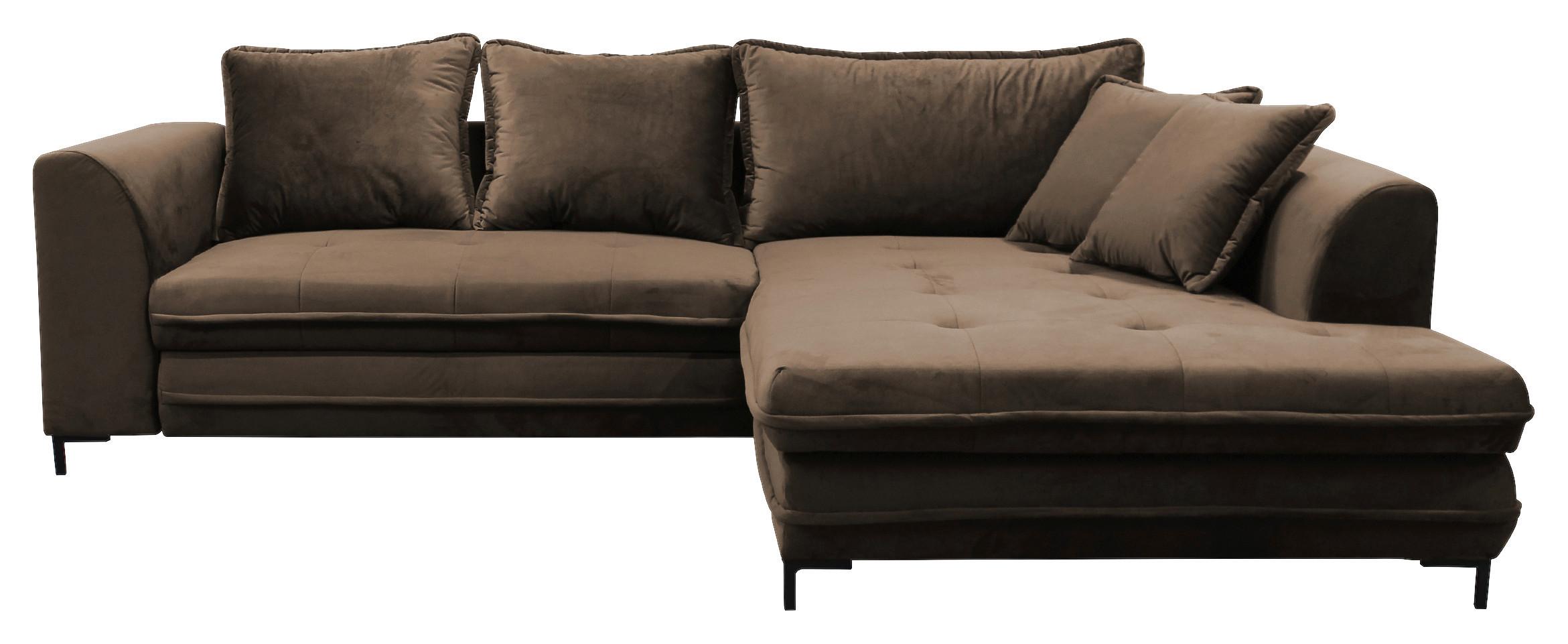 Eckschlafsofa Bello Braun Mit Schlaffunktion Ottomane Rechts - Schwarz/Braun, Design, Textil (277/187cm) - Livetastic