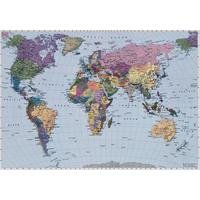 Fototapete Weltkarte - Multicolor/Hellblau, Natur, Papier (254/184cm)