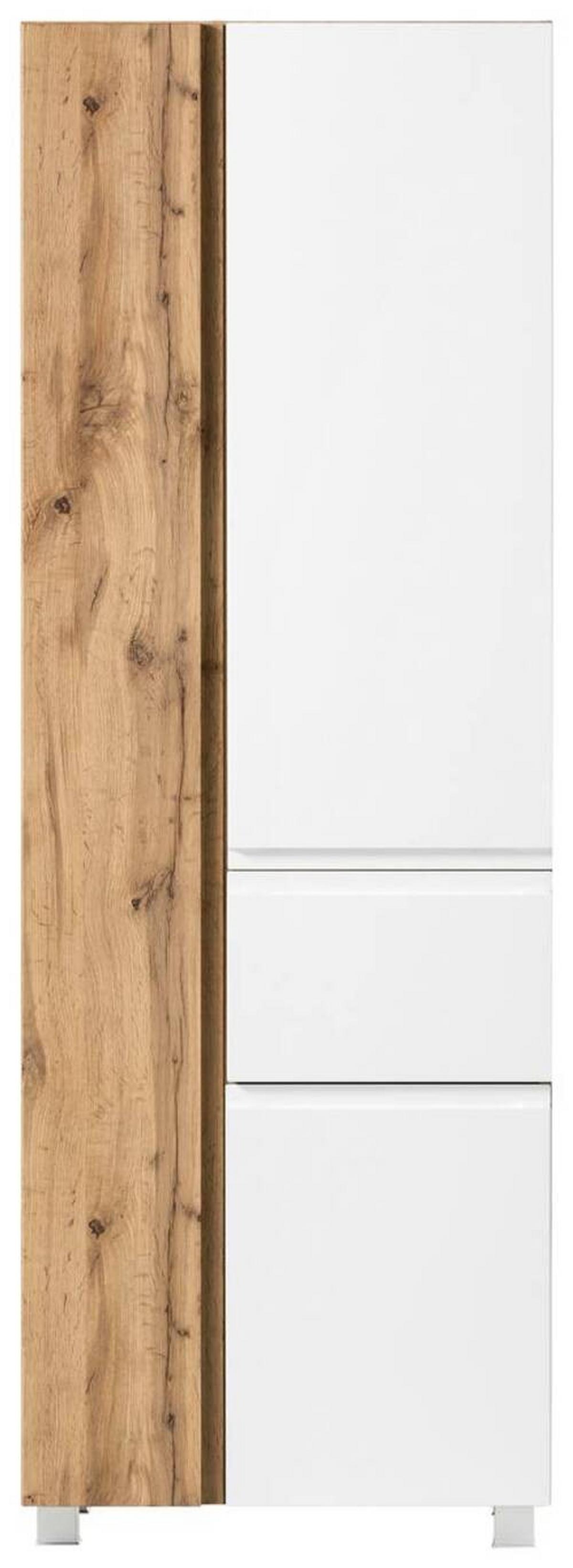 Badezimmer Hochschrank Varese Bxh 65x180 Cm Weiß/eiche Dekor - Eiche Wotan/Weiß, MODERN, Holzwerkstoff (65/180/35cm) - Held