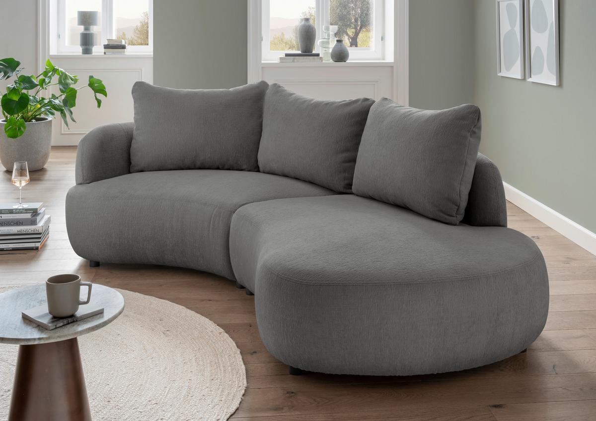 Ecksofa Doppo, Graubraun S: 139x250 cm - Graubraun/Schwarz, MODERN, Textil (139/250cm) - Livetastic