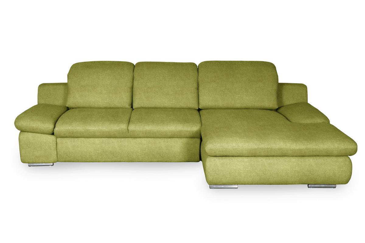 Ecksofa Isona Grün Chenille - Chromfarben/Grün, Design, Textil (286/165cm) - Livetastic