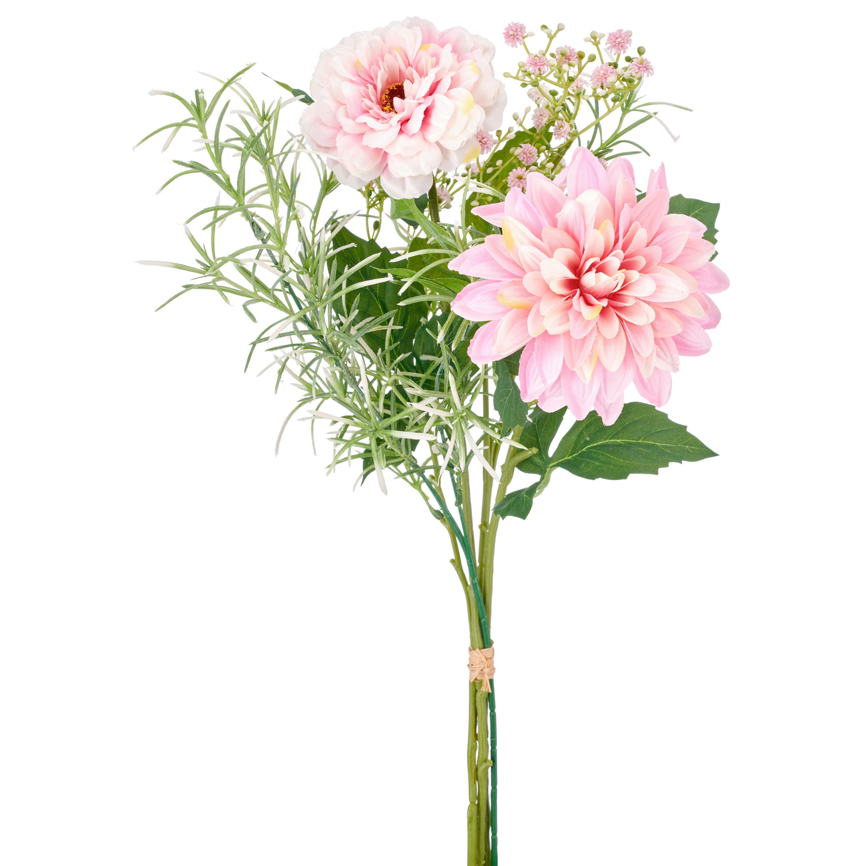 Dahlie Dahlienstrauß - Rosa/Grün, Basics, Kunststoff/Textil (65cm)