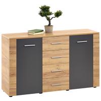 Komód Uno 140/80 Cm - tölgyfa színű/szürke, Modern, faalapú anyag (136/80/40cm)