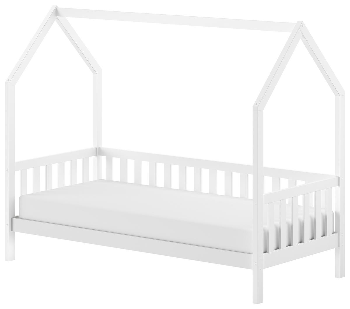Hausbett Cabane Weiß 90x200cm - Weiß/Naturfarben, Natur, Holz (90/200cm) - Vipack