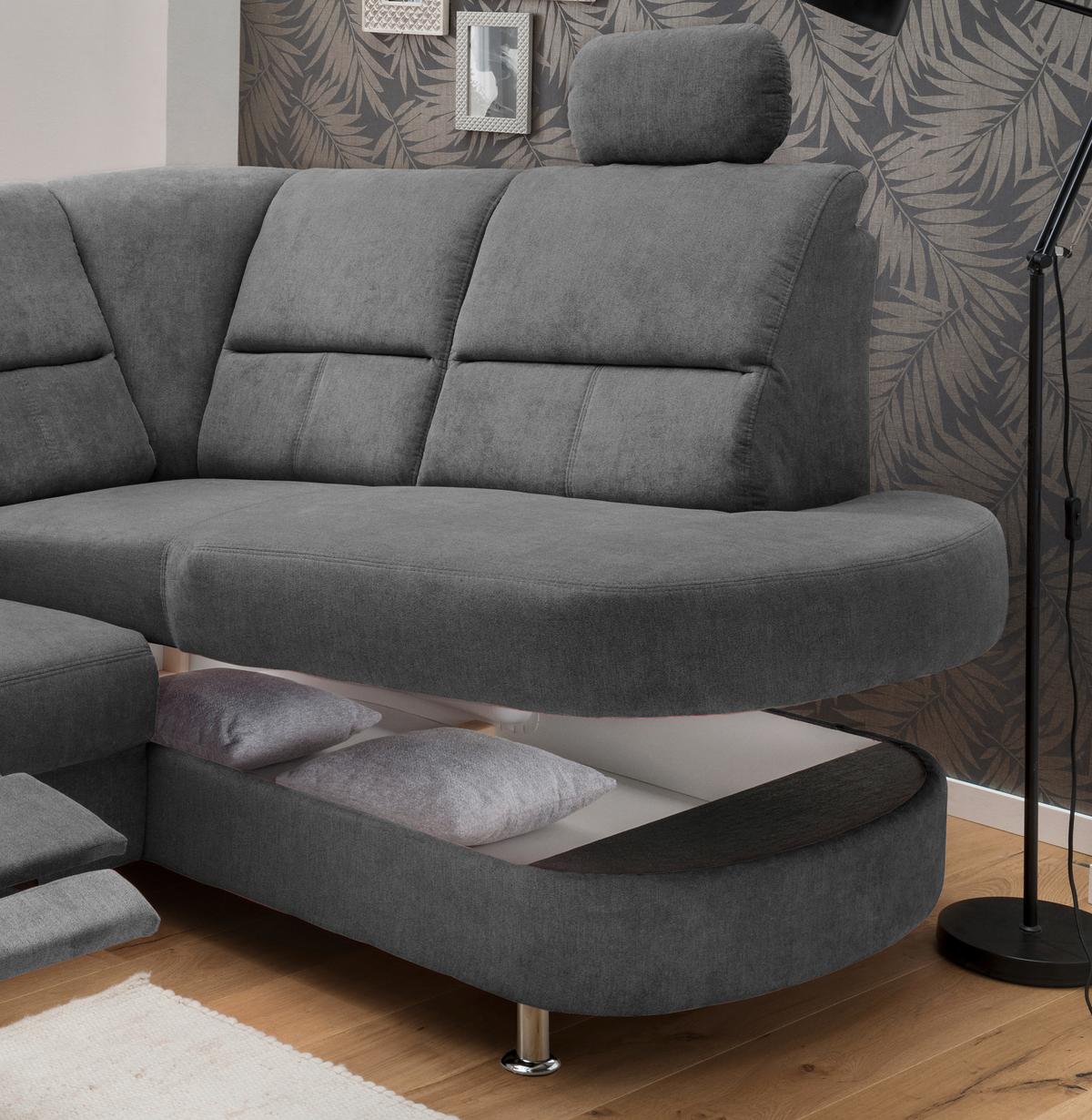 Ecksofa Parole Anthrazit S:231/184 Cm - Chromfarben/Anthrazit, KONVENTIONELL, Textil (231/184cm) - Livetastic