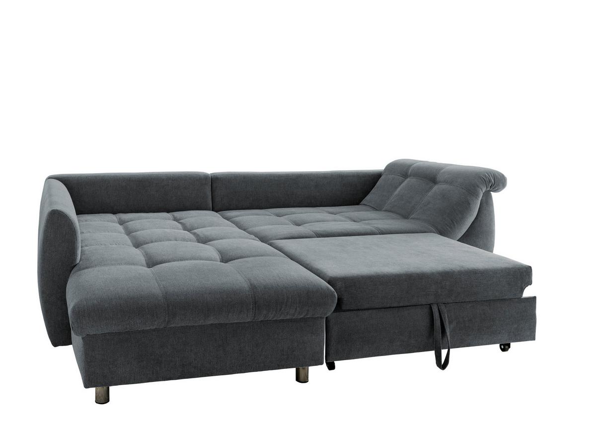 Rohová sedačka AGIRA, levá, antracitová / modrá - modrá/barvy chromu, Design, textil/plast (190/250cm) - Livetastic