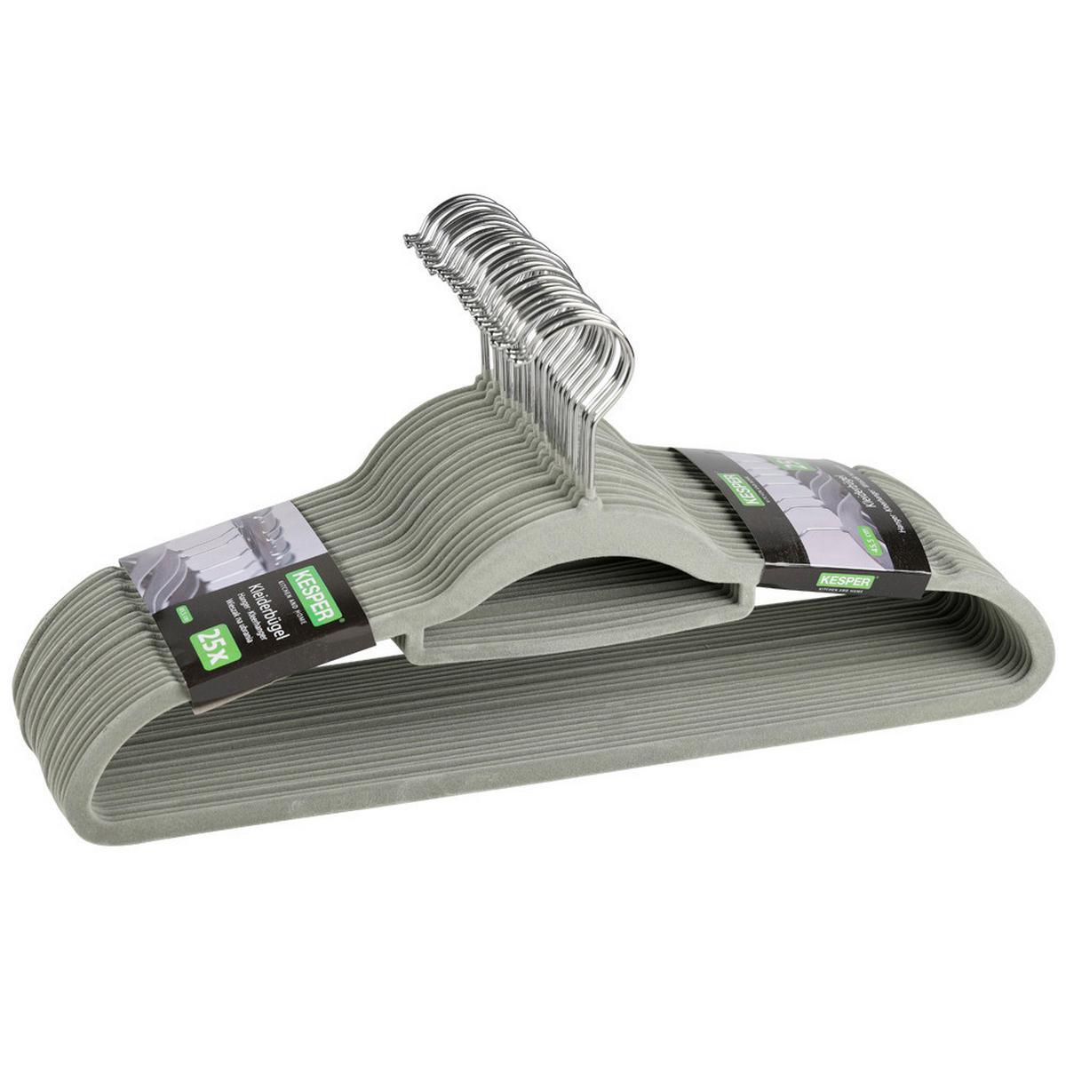 Kleiderbügel Set Grau B: 45,5 cm - Grau, Basics, Kunststoff (45.5/23/3.6cm) - Kesper