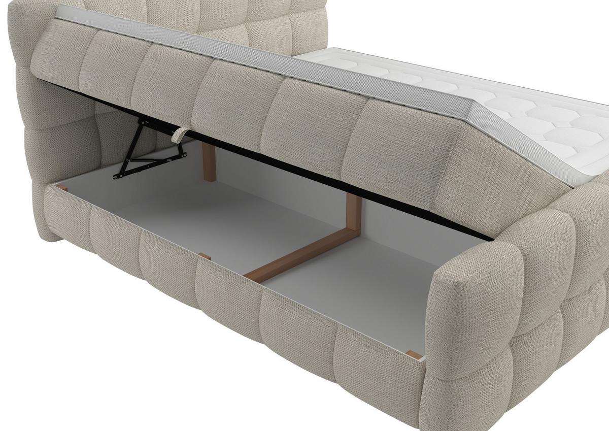 BOXSPRINGBETT inkl. Bettkasten 160x200 - Creme/Schwarz, Trend, Holz/Holzwerkstoff (160/200cm) - Sembella